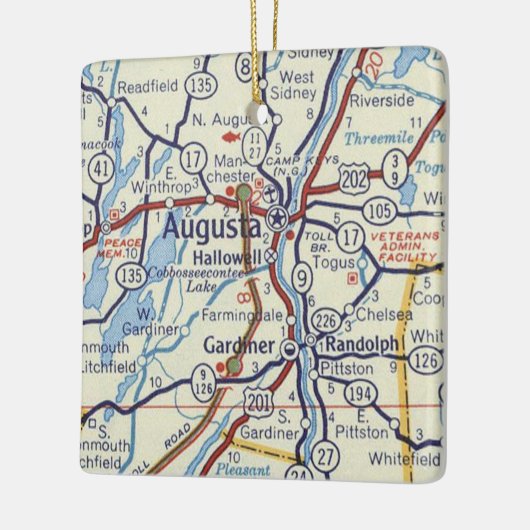 Augusta Maine  Map Keramisch Ornament (Links)