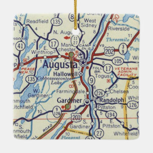 Augusta Maine  Map Keramisch Ornament