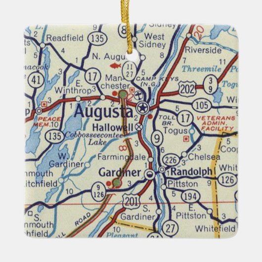 Augusta Maine  Map Keramisch Ornament (Voorkant)