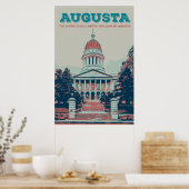 Augusta Maine staatskapitolillustratie Poster (Keuken)