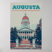 Augusta Maine staatskapitolillustratie Poster (Voorkant)