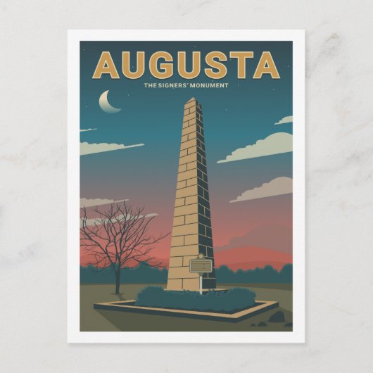 Augusta Monument Beroemde Reisplaats Illustratie Briefkaart (Voorkant)