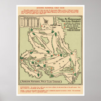 Augusta National Golf Course Plattegrond Poster