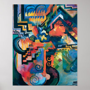 Auguste Macke - Homage naar Bach Abstracte moderne Poster