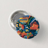 Auguste Macke - Homage naar Bach Abstracte moderne Ronde Button 3,2 Cm (Voorkant /achterkant)