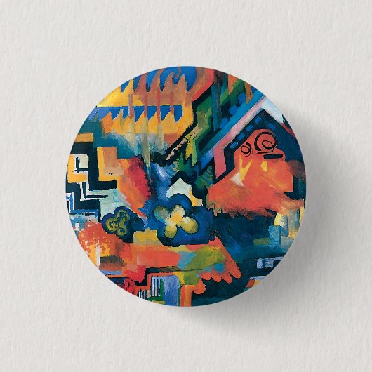 Auguste Macke - Homage naar Bach Abstracte moderne Ronde Button 3,2 Cm (Voorkant)