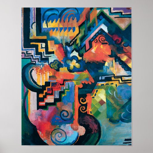 Auguste Macke - Hommage aan Bach Abstracte Moderne Poster (Voorkant)