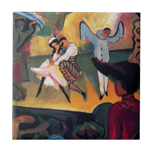 Auguste Macke - Russische balletdansers op podium Tegeltje (Voorkant)