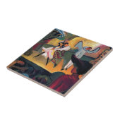 Auguste Macke - Russische balletdansers op podium Tegeltje (Zijkant)