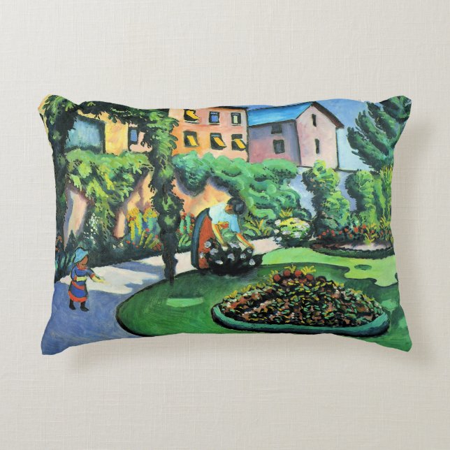 Auguste Macke - Tuinbeeld, populaire schilderij, Accent Kussen (Voorkant)