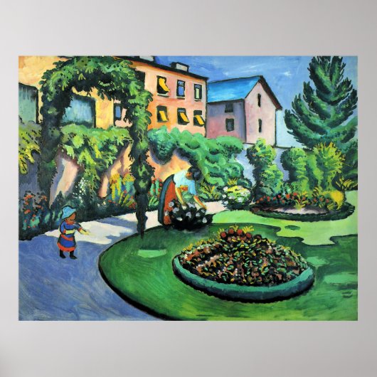 Auguste Macke - Tuinbeeld, populaire schilderij, Poster (Voorkant)