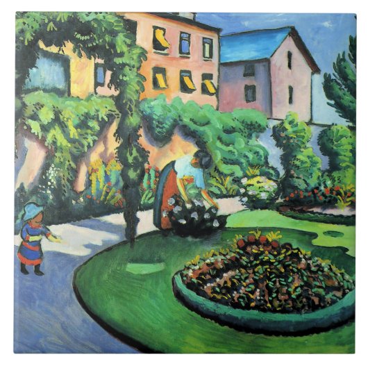 Auguste Macke - Tuinbeeld, populaire schilderij, Tegeltje (Voorkant)