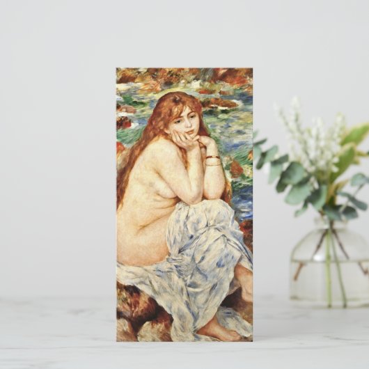 Auguste Renoir- Badende zittend op een zandbank Feestdagenkaart (Staand voorkant)