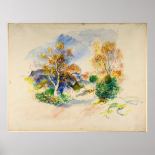 Auguste Renoir Landscape met een pad tussen bomen Poster