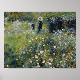 Auguste Renoir - Vrouw met een parasol in een tuin Poster