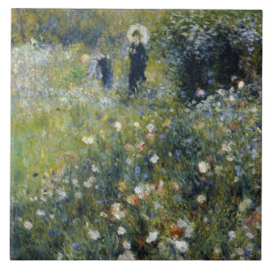 Auguste Renoir - Vrouw met een parasol in een tuin Tegeltje