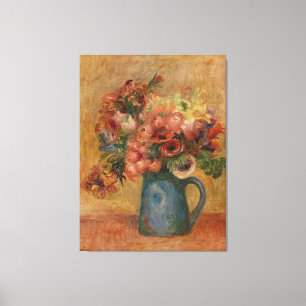 Auguste Renoir Yellow Pink Vase of Flowers Canvas Afdruk
