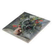  Auguste Renoir Yellow Pink Vase of Flowers Tegeltje (Zijkant)