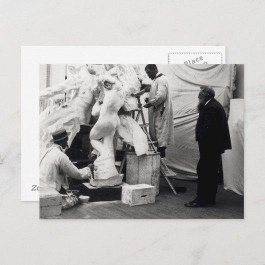 Auguste Rodin in zijn studio van Parijs Briefkaart (Voorkant / Achterkant)