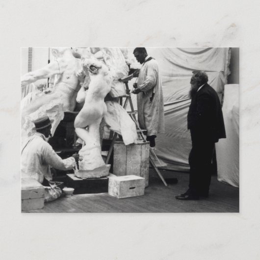 Auguste Rodin in zijn studio van Parijs Briefkaart (Voorkant)