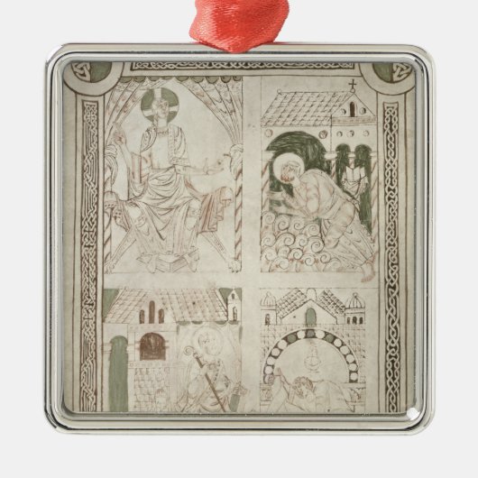 Augustinus in de Feet van Christus & Scribe Metalen Ornament (Voorkant)