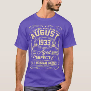 Augustus 1933 89th Birthday Gift 89 Year Old Manne T-shirt