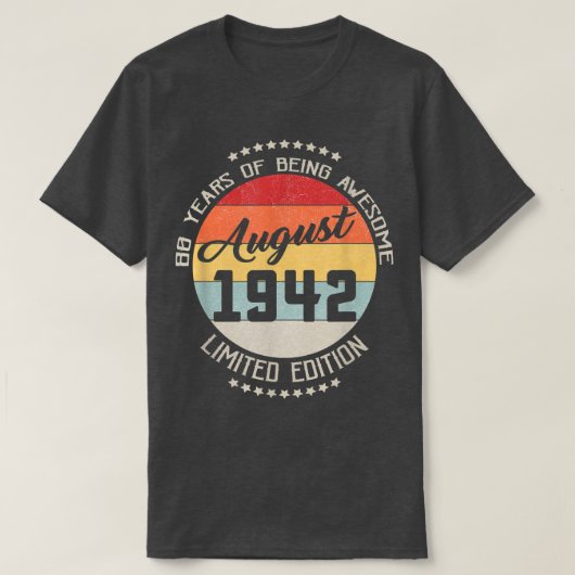 augustus 1942 80e T-shirt 80 jaar oud (Design voorkant)