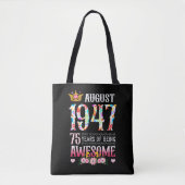 Augustus 1947 75e verjaardag 75 Geweldige Floral Tote Bag (Voorkant)