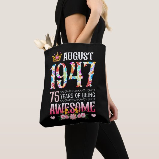 Augustus 1947 75e verjaardag 75 Geweldige Floral Tote Bag (Dichtbij)