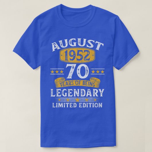 Augustus 1952 70 jaar oud cadeau voor mannen  70 j t-shirt (Design voorkant)