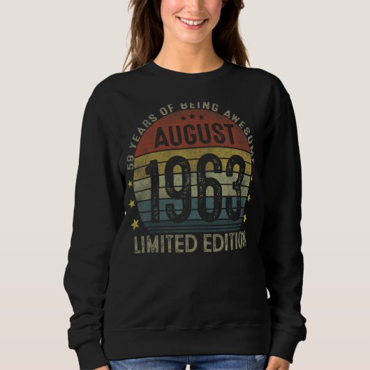 Augustus 1963 59e verjaardag 59 jaar oud trui (Voorkant)