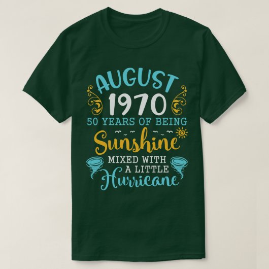 Augustus 1970 Gelukkige Verjaardag 50 Jaar van het T-shirt (Design voorkant)