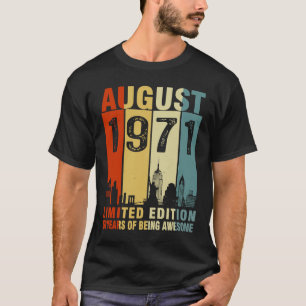augustus 1971 52 jaar oud 52e verjaardag t-shirt