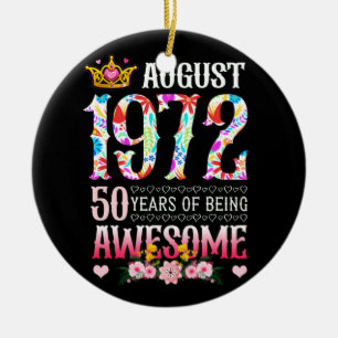 Augustus 1972 50ste verjaardag 50 jaar Geweldige F Keramisch Ornament