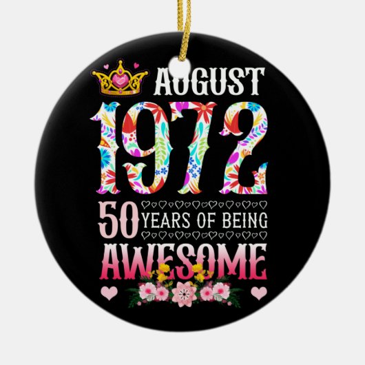 Augustus 1972 50ste verjaardag 50 jaar Geweldige F Keramisch Ornament (Voorkant)