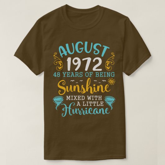 Augustus 1972 Gelukkige Verjaardag 48 Jaar van het T-shirt (Design voorkant)