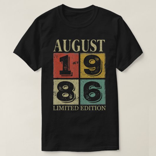 Augustus 1986 35ste geboortedag voor mannen t-shirt (Design voorkant)