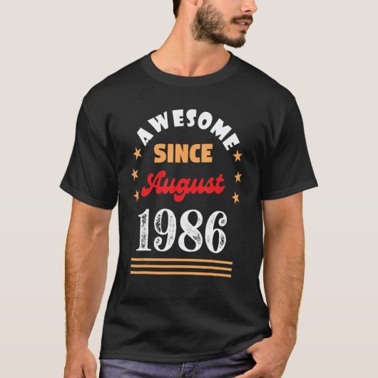 Augustus 1986 Verjaardag Geweldige sinds 1986 Augu T-shirt (Voorkant)