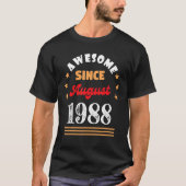 Augustus 1988 Verjaardag Geweldige sinds 1988 Augu T-shirt (Voorkant)