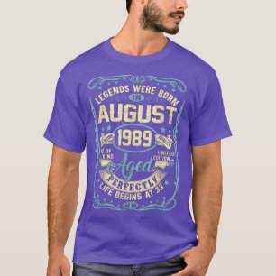 Augustus 1989 33e verjaardag Gift 33 jaar oude Man T-shirt