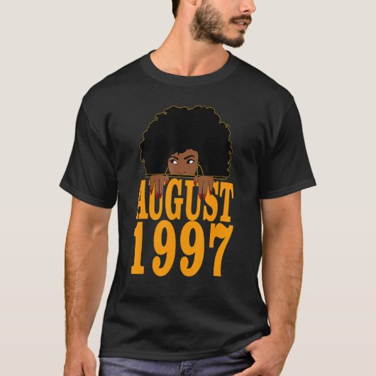augustus 1997 25e verjaardag 25 jaar oud zwart vro t-shirt (Voorkant)