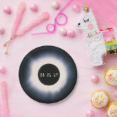 Augustus 2017 Totale zonnepanelen in zwart-wit Papieren Bordje (Feest)