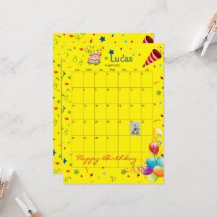 Augustus 2022 Kalender Gelukkige Verjaardag Uitnod Kaart