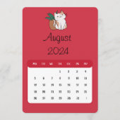 Augustus 2024 Stand Alone Kat en Plant Kalender Menu (Voorkant)