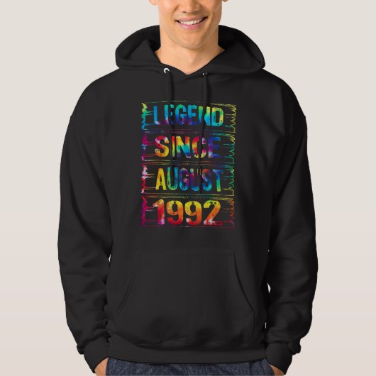 Augustus 30 jaar oud sinds 1992 30e Stropdas Hoodie (Voorkant)
