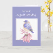 Augustus Birthday, Bluebird & Flower Kaart (Gele Bloem)