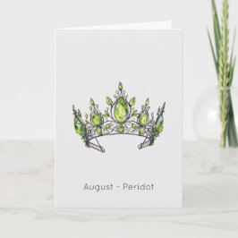 Augustus Birthstone Peridot Crown Verjaardag Kaart