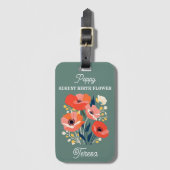 Augustus Geboorte Bloem Aangepaste Naam Bagagelabel (Voorkant (verticaal))