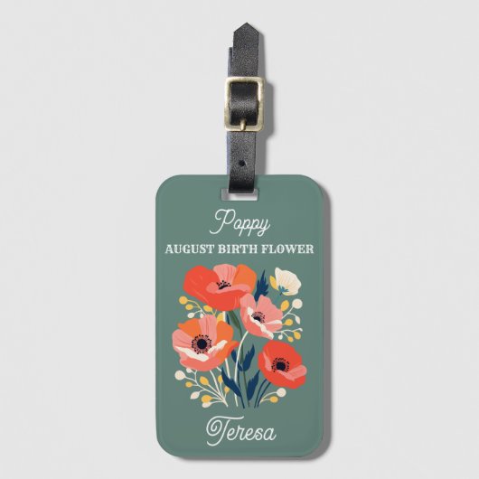 Augustus Geboorte Bloem Aangepaste Naam Bagagelabel (Voorkant (verticaal))