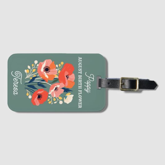 Augustus Geboorte Bloem Aangepaste Naam Bagagelabel (Voorkant (horizontaal))